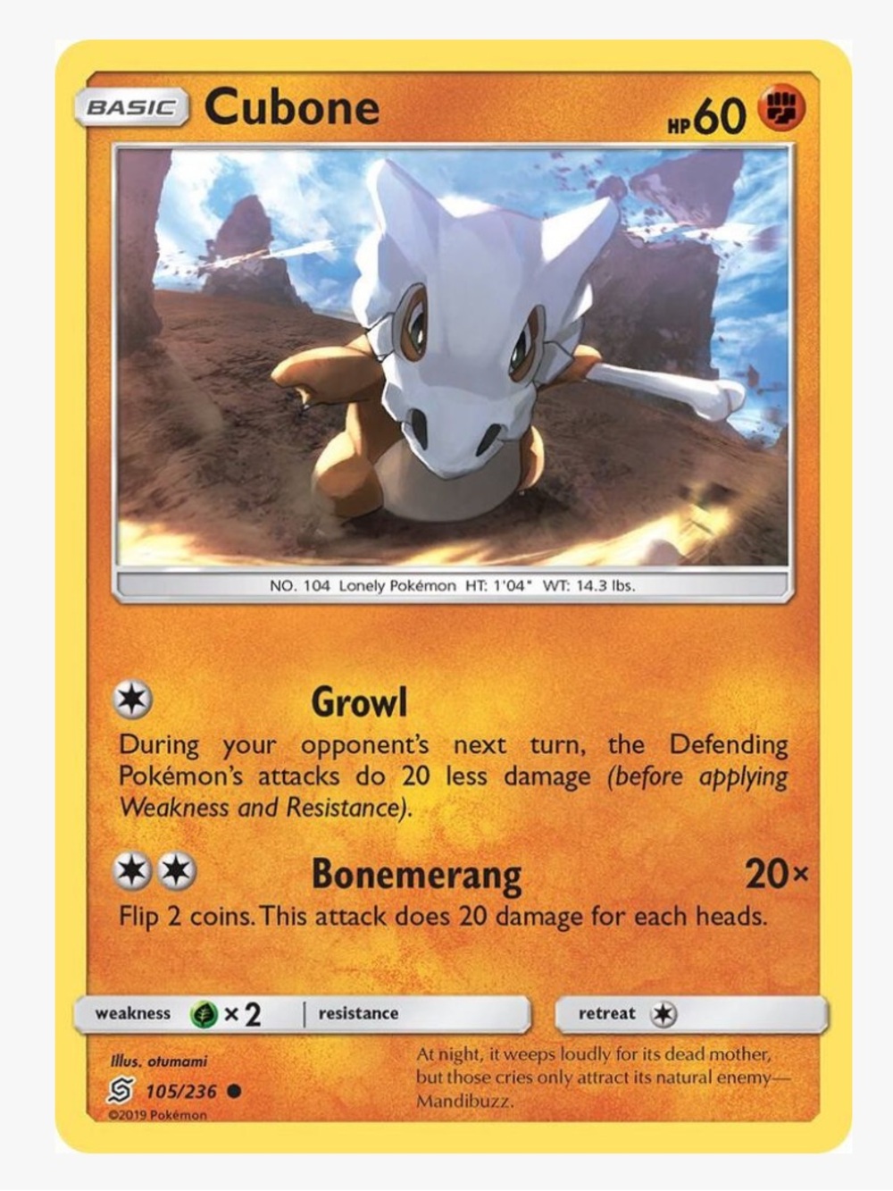Cubone Unified Minds (SM11) Pokemon Trading Card
